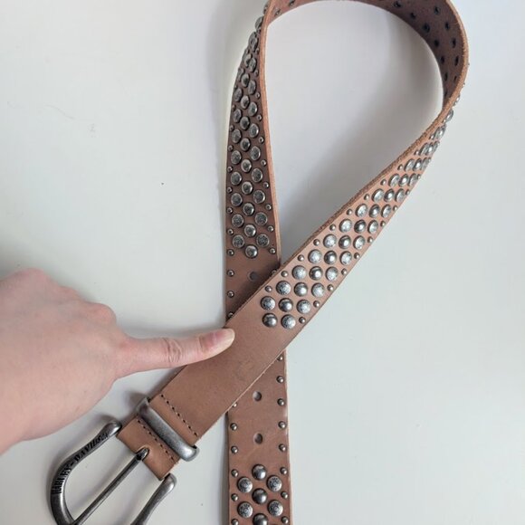 Brown Tan Harley Davidson Studded Genuine Leather Belt Sz:XS 28.5-32.5\